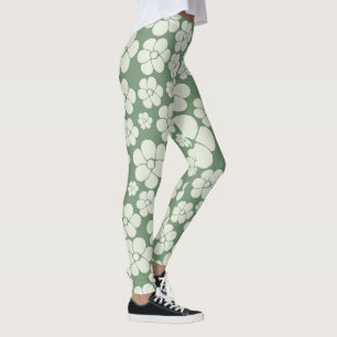 Legging Padrão de Flor - Verde