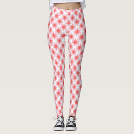 Legging Padrão de Flor Vermelha