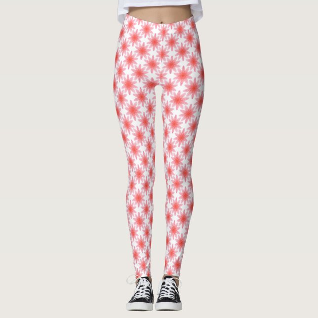 Legging Padrão de Flor Vermelha (Frente)