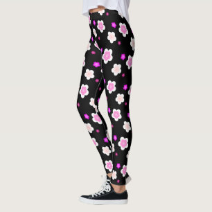 Legging Padrão de flora roxa com gradiente de Primavera aq