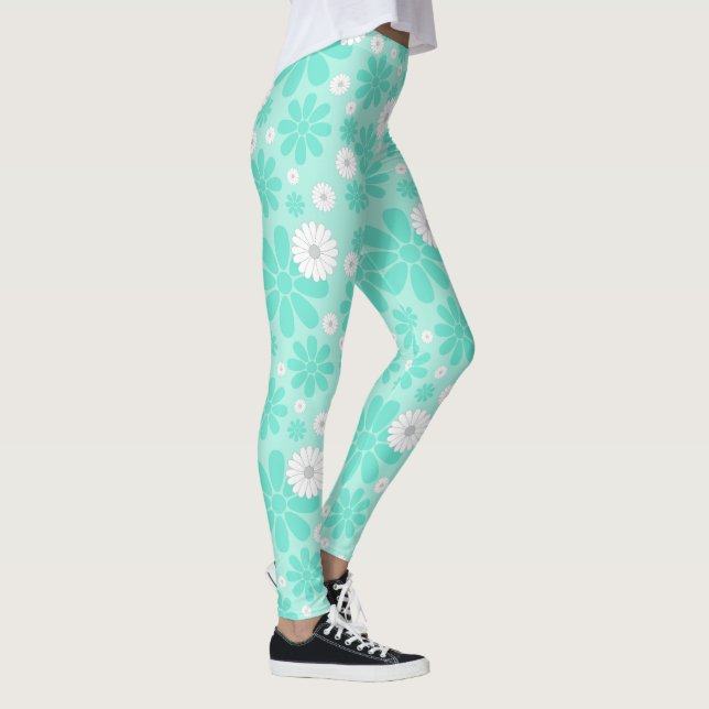 Legging Padrão de Florais Pastel MINT (Direita)