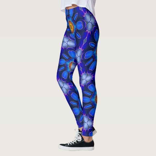 Legging Padrão de Flores Azuis abstrato (Esquerda)