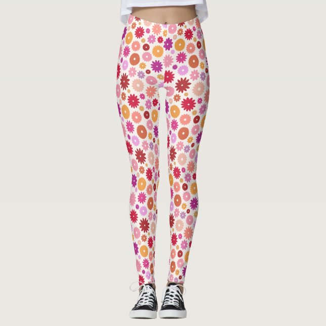 Legging Padrão de Flores Coloridas (Frente)