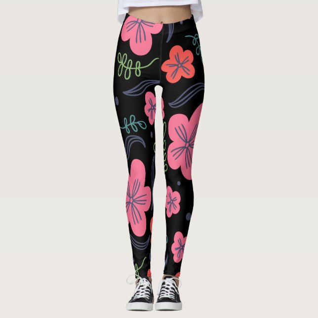 Legging Padrão de flores colorido bonito (Frente)