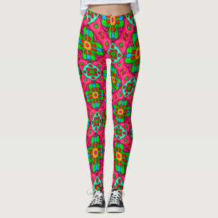 Legging Padrão de Flores de Abstrato exclusivo