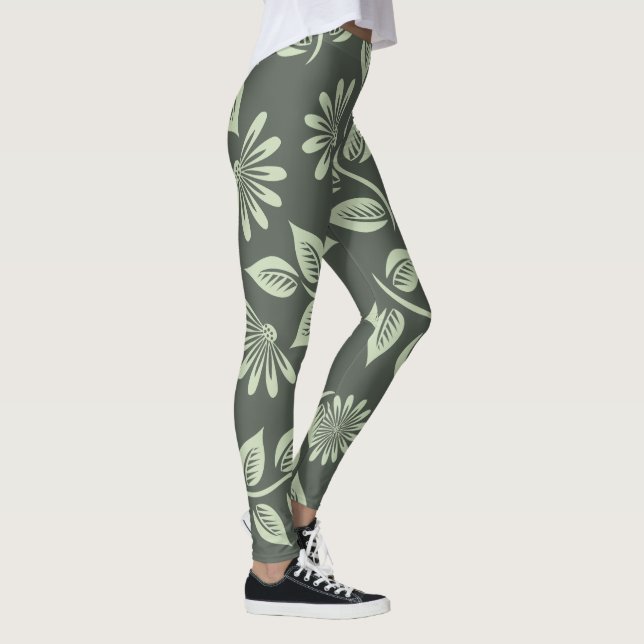 Legging Padrão de Flores de Mola (Direita)
