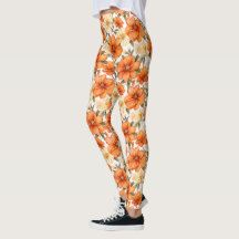 Padrão de Flores de Outono Russo de Laranja Vintag