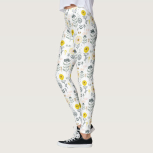 Legging Padrão de flores de primavera