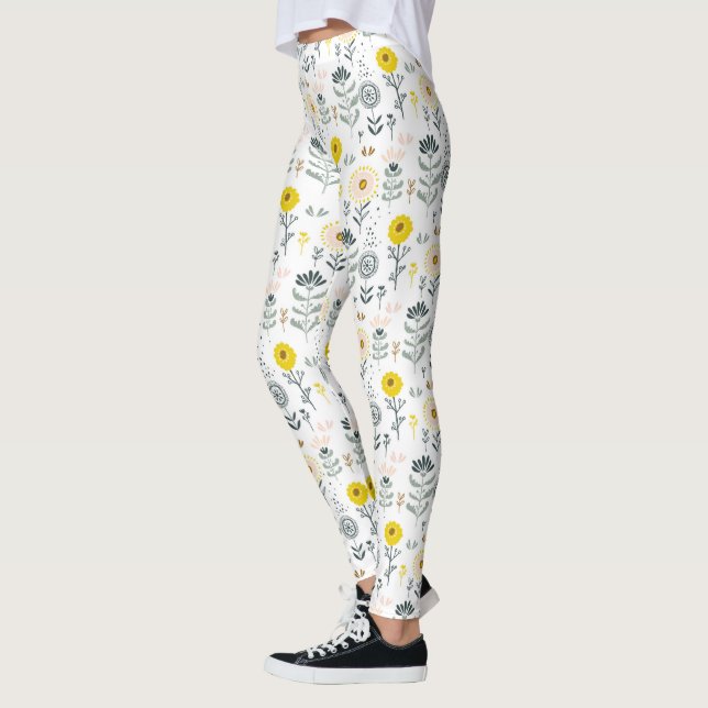 Legging Padrão de flores de primavera (Esquerda)