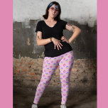 Legging Padrão de Flores do Coração<br><div class="desc">Corações formam uma flor em um padrão de cores em um fundo de rosa claro.</div>