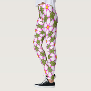Legging Padrão de Flores do Cosmos