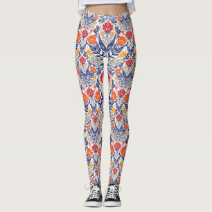 Legging Padrão de flores folclóricas