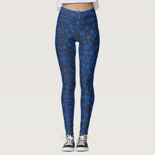 Legging Padrão de flores pequenas.Blue 01.b DGrey BG