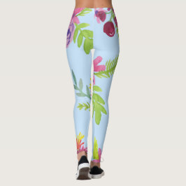 Legging Padrão de flores selvagens de aquarela