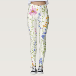 Legging Padrão de flores silvestres