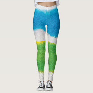 Legging Padrão de Flores Silvestres em Aquarela Caprichosa