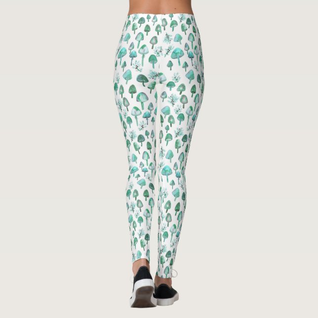 Legging Padrão de Floresta de Aquarela de Cogumelos Magico (Verso)