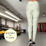 Legging Padrão De Folha De Fern Verde Amarelo Em Branco<br><div class="desc">Este design de estilo natureza apresenta um fundo padrão de folha livre.</div>