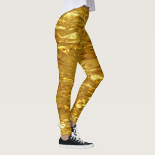 Legging Padrão de folha de ouro PURA + seu texto / foto