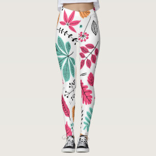Legging Padrão de Folha de outono Abstrato sem costura