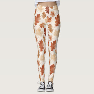 Legging Padrão de Folha de Outono Aconchegante