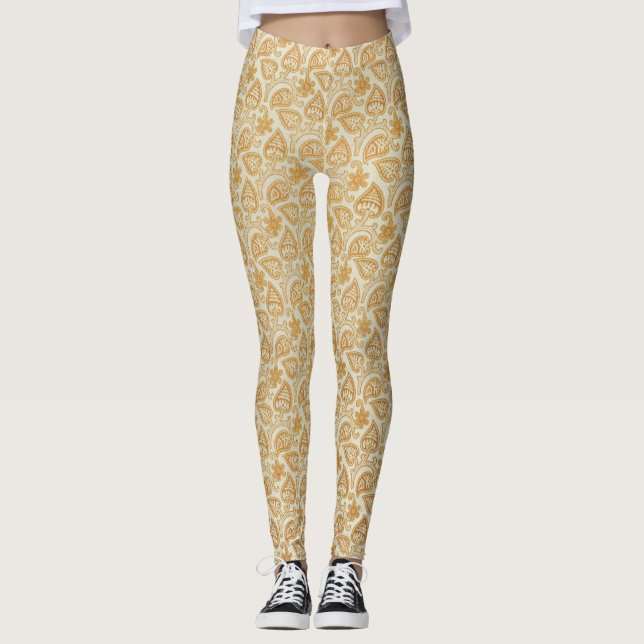 Legging Padrão de Folha Paisley Vitoriano (Frente)