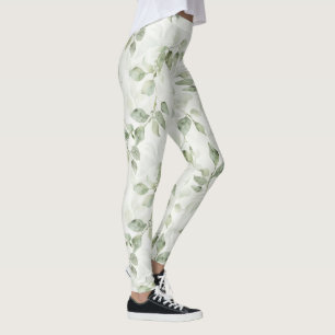 Legging Padrão de Folha Verde Botânica