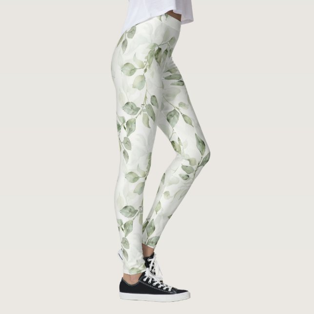Legging Padrão de Folha Verde Botânica (Direita)