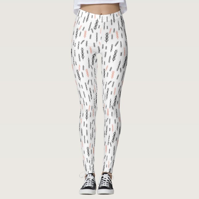 Legging Padrão de folhagem Festiva (Frente)