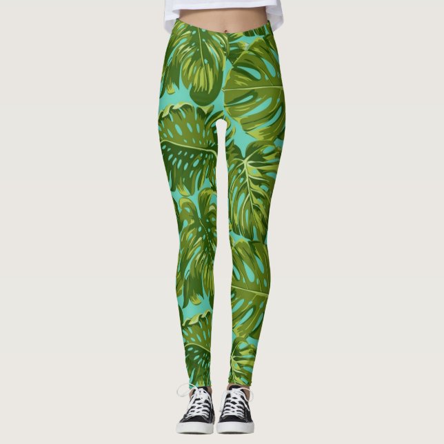 Legging Padrão de folhas (Frente)