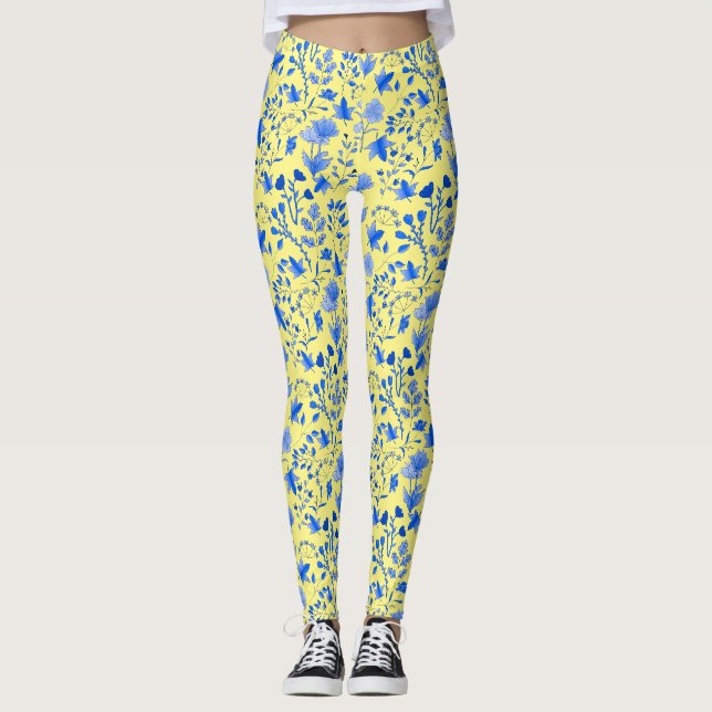 Legging Padrão de Folhas 12.bw LYellow BG (Frente)