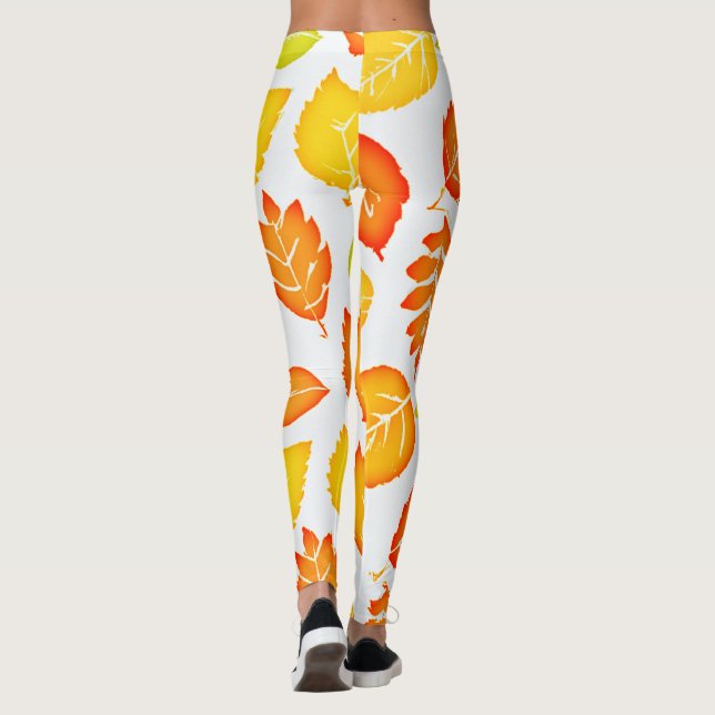 Legging Padrão de Folhas Coloridas (Verso)