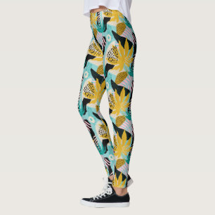 Legging Padrão de Folhas da Floresta Tropical