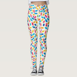 Legging Padrão de Folhas de Aquarela