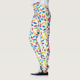 Legging Padrão de Folhas de Aquarela