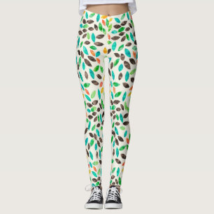 Legging Padrão de Folhas de Aquarela do outono