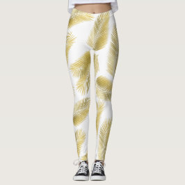 Legging Padrão de Folhas de Folha de Ouro