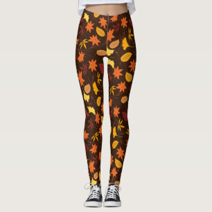 Legging Padrão de Folhas de Maple-45947