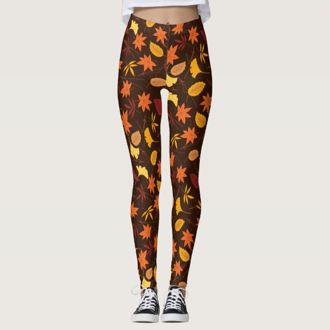 Legging Padrão de Folhas de Maple-45947 (Frente)