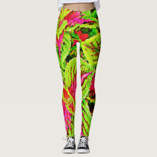 Legging Padrão de Folhas de Natureza Vibrante