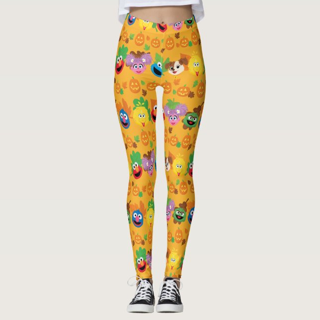 Legging Padrão de Folhas de outono da Rua Sésame (Frente)