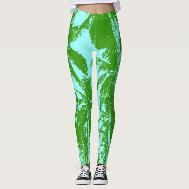 Legging Padrão de Folhas de Palmeiras (Frente)