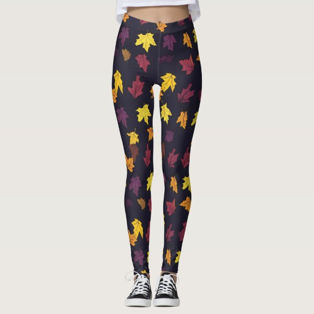Legging Padrão de Folhas do Autumn Maple (Frente)