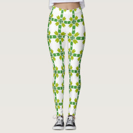 Legging Padrão de Folhas, Padrão de Folhagens, Folhas Verd