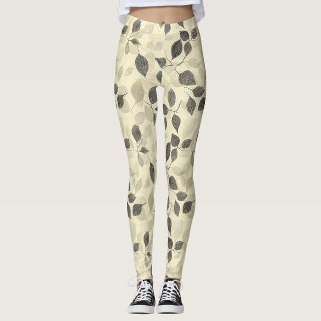 Legging Padrão de Folhas Prensadas Rústicas – Botânica de  (Frente)