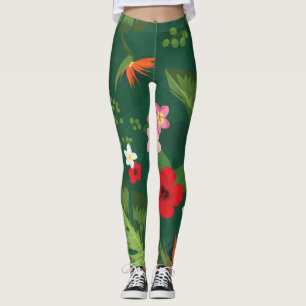 Legging Padrão de Folhas Tropicais