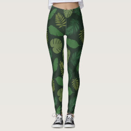 Legging Padrão de Folhas Tropicais