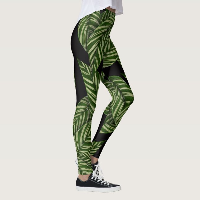 Legging Padrão de Folhas Tropicais (Direita)