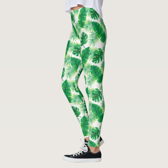 Legging Padrão de Folhas Tropicais (Esquerda)