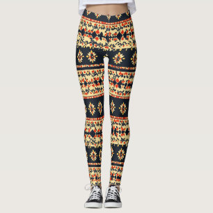 Legging Padrão de Folk Floral